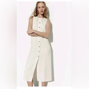 Zara Denim Sleeveless Midi Dress